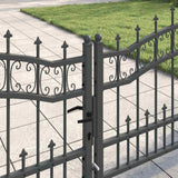 Cancello con Punta a Lancia Grigio 305 x 75 cm Acciaio