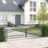 Cancello con Punta a Lancia Grigio 305 x 75 cm Acciaio