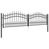 Cancello con Punta a Lancia Grigio 305 x 75 cm Acciaio