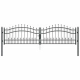 Cancello con Punta a Lancia Grigio 305 x 75 cm Acciaio