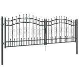 Cancello con Punta a Lancia Grigio 305 x 100 cm Acciaio