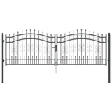 Cancello con Punta a Lancia Grigio 305 x 100 cm Acciaio
