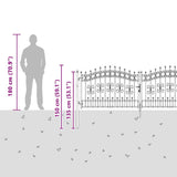 Cancello con Punta a Lancia Grigio 305 x 100 cm Acciaio