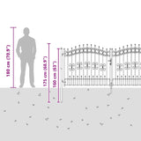 Cancello con Punta a Lancia Grigio 305 x 125 cm Acciaio