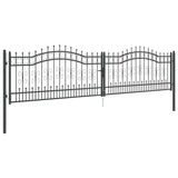 Cancello con Punta a Lancia Grigio 404 x 100 cm Acciaio