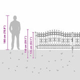 Cancello con Punta a Lancia Grigio 404 x 100 cm Acciaio