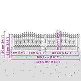 Cancello con Punta a Lancia Grigio 404 x 100 cm Acciaio