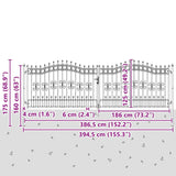 Cancello con Punta a Lancia Grigio 404 x 125 cm Acciaio