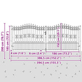 Cancello con Punta a Lancia Grigio 404 x 150 cm Acciaio