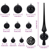 Set di Palle di Natale con 300 LED 120 pcs Nero Plastica