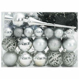 Set di Palle di Natale con 150 LED 61 pcs Argento Plastica