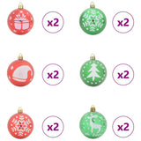 Set di Palle di Natale 40 pcs Rosso e Verde Plastica