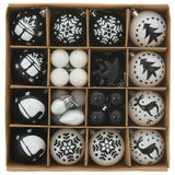 Set di Palle di Natale 40 pcs Nero e Bianco Plastica