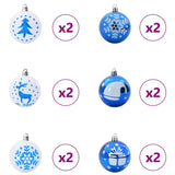 Set di Palle di Natale 40 pcs Blu e Bianco Plastica