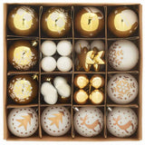 Set di Palle di Natale 40 pcs Bianco e Oro Plastica