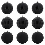 Set di Palle di Natale 9 pcs Nero Plastica