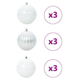 Set di Palle di Natale 9 pcs Bianco Plastica