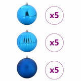 Set di Palle di Natale 15 pcs Blu Plastica