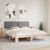 Letto con Testiera Rivestita Grigio chiaro 200 x 200 cm