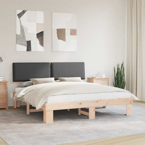 Letto con Testiera Rivestita Grigio scuro 200 x 200 cm