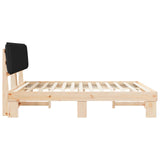 Letto con Testiera Rivestita Nero 200 x 200 cm Pino massello