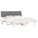 Letto con Testiera Rivestita Grigio chiaro 200 x 200 cm