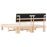 Letto con Testiera Rivestita Nero 180 x 200 cm Pino massello