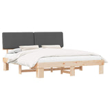 Letto con Testiera Rivestita Grigio scuro 200 x 200 cm