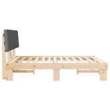 Letto con Testiera Rivestita Grigio scuro 200 x 200 cm