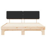 Letto con Testiera Rivestita Nero 200 x 200 cm Pino massello