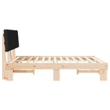 Letto con Testiera Rivestita Nero 200 x 200 cm Pino massello