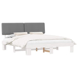 Letto con Testiera Rivestita Grigio chiaro 200 x 200 cm