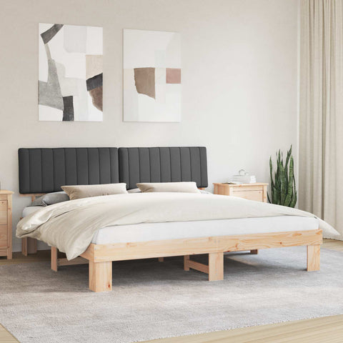 Letto con Testiera Rivestita Grigio scuro 200 x 200 cm