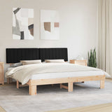 Letto con Testiera Rivestita Nero 200 x 200 cm Pino massello