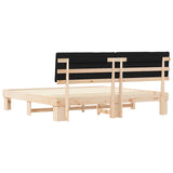 Letto con Testiera Rivestita Nero 200 x 200 cm Pino massello