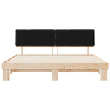 Letto con Testiera Rivestita Nero 200 x 200 cm Pino massello