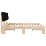 Letto con Testiera Rivestita Nero 200 x 200 cm Pino massello