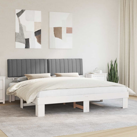 Letto con Testiera Rivestita Grigio chiaro 200 x 200 cm