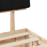 Letto con Testiera Rivestita Nero 180 x 200 cm Pino massello