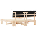 Letto con Testiera Rivestita Nero 180 x 200 cm Pino massello