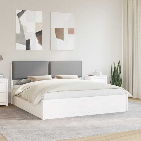 Letto con Testiera Rivestita Grigio chiaro 200 x 200 cm
