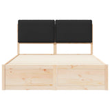 Letto con Testiera Rivestita Nero 135 x 190 cm Pino massello