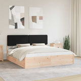 Letto con Testiera Rivestita Nero 200 x 200 cm Pino massello