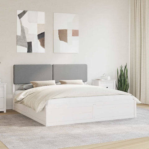 Letto con Testiera Rivestita Grigio chiaro 180 x 200 cm