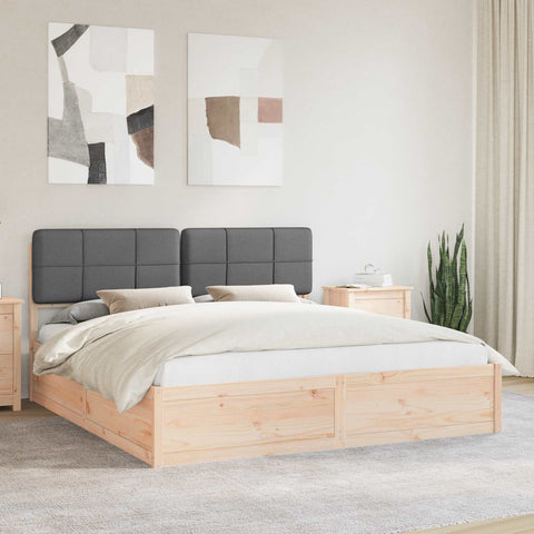 Letto con Testiera Rivestita Grigio scuro 200 x 200 cm