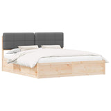 Letto con Testiera Rivestita Grigio scuro 200 x 200 cm