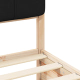 Letto con Testiera Rivestita Nero 140 x 190 cm Pino massello