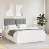 Letto con Testiera Rivestita Grigio chiaro 140 x 190 cm