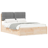 Letto con Testiera Rivestita Grigio chiaro 135 x 190 cm