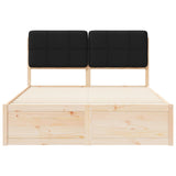 Letto con Testiera Rivestita Nero 135 x 190 cm Pino massello